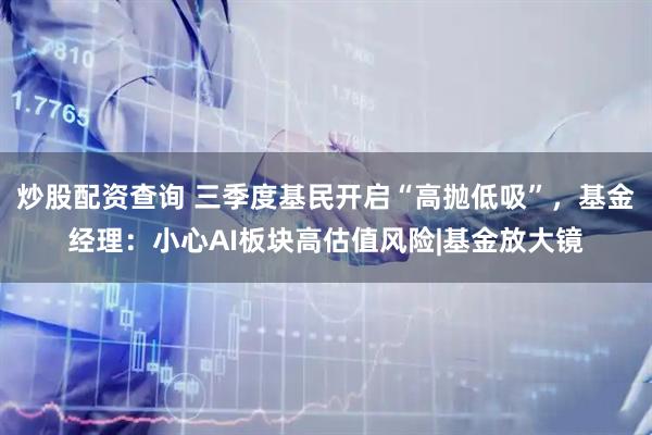 炒股配资查询 三季度基民开启“高抛低吸”，基金经理：小心AI板块高估值风险|基金放大镜