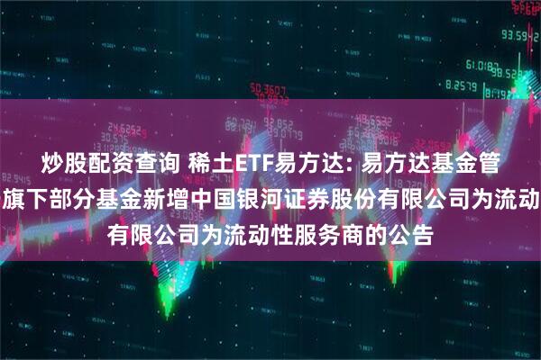 炒股配资查询 稀土ETF易方达: 易方达基金管理有限公司关于旗下部分基金新增中国银河证券股份有限公司为流动性服务商的公告