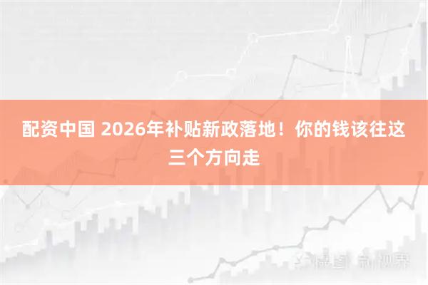 配资中国 2026年补贴新政落地！你的钱该往这三个方向走
